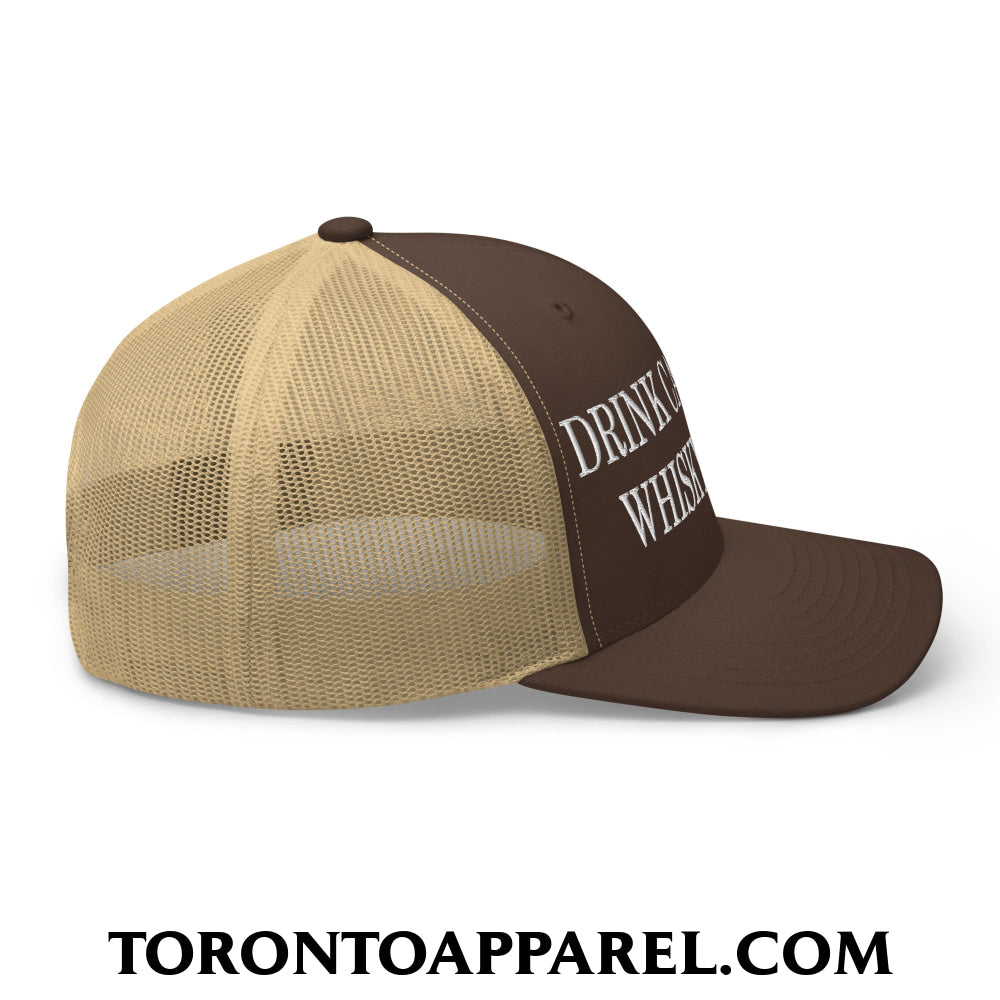 Drink Canadian Whisky Again Embroidered Mesh Trucker Hat - Toronto Apparel