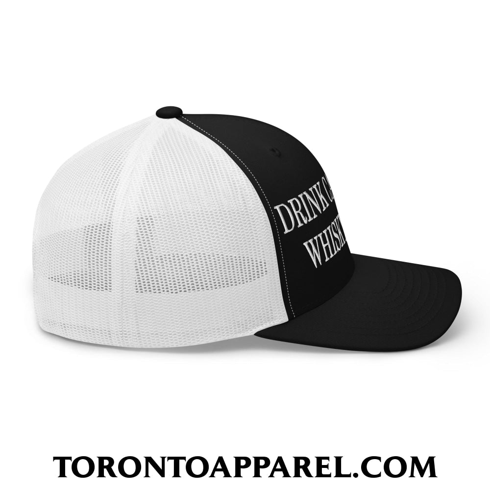 Drink Canadian Whisky Again Embroidered Mesh Trucker Hat - Toronto Apparel