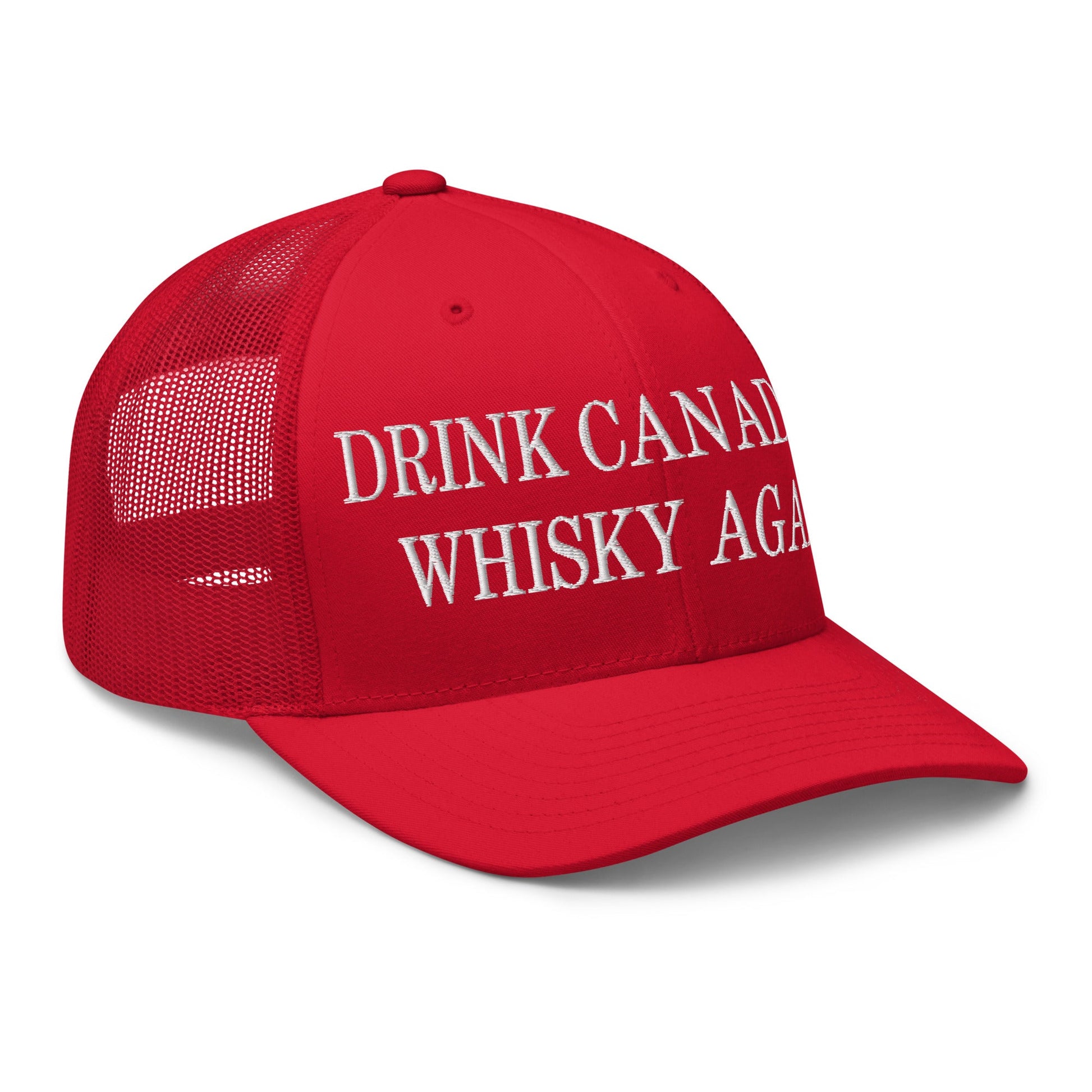 Drink Canadian Whisky Again Embroidered Mesh Trucker Hat - Toronto Apparel