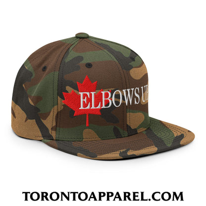 Elbows Up Fight for Canada Maple Leaf Embroidered Flat Brim Bill Snapback Hat - Toronto Apparel