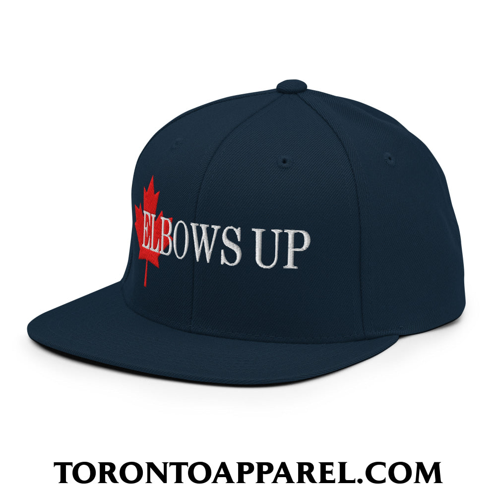 Elbows Up Fight for Canada Maple Leaf Embroidered Flat Brim Bill Snapback Hat - Toronto Apparel