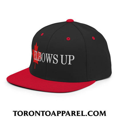 Elbows Up Fight for Canada Maple Leaf Embroidered Flat Brim Bill Snapback Hat - Toronto Apparel