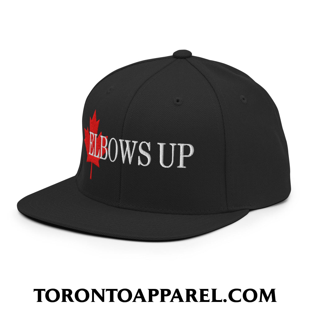 Elbows Up Fight for Canada Maple Leaf Embroidered Flat Brim Bill Snapback Hat - Toronto Apparel