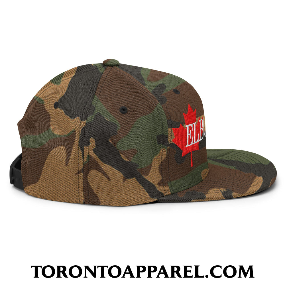 Elbows Up Fight for Canada Maple Leaf Embroidered Flat Brim Bill Snapback Hat - Toronto Apparel