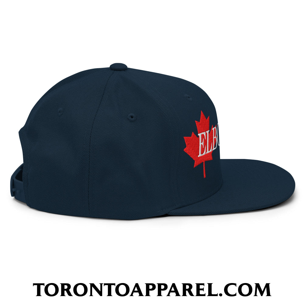 Elbows Up Fight for Canada Maple Leaf Embroidered Flat Brim Bill Snapback Hat - Toronto Apparel