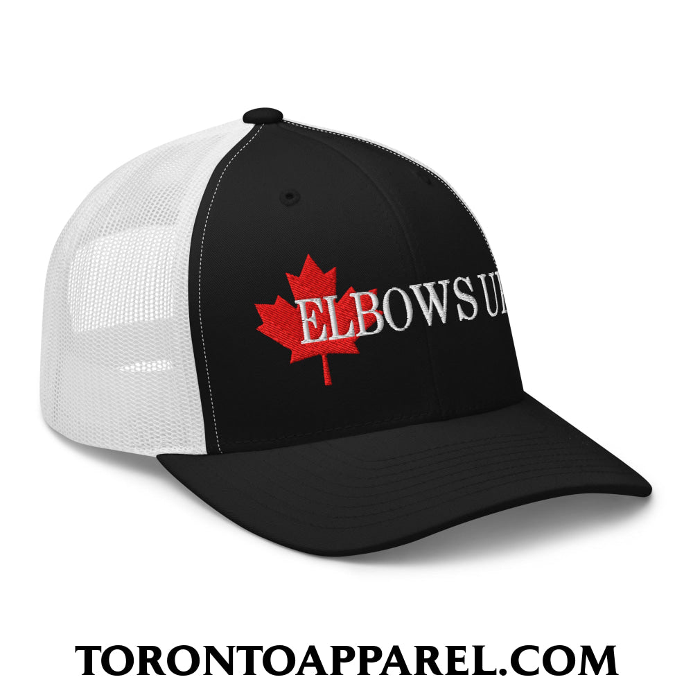 Elbows Up Fight for Canada Maple Leaf Embroidered Mesh Trucker Hat - Toronto Apparel
