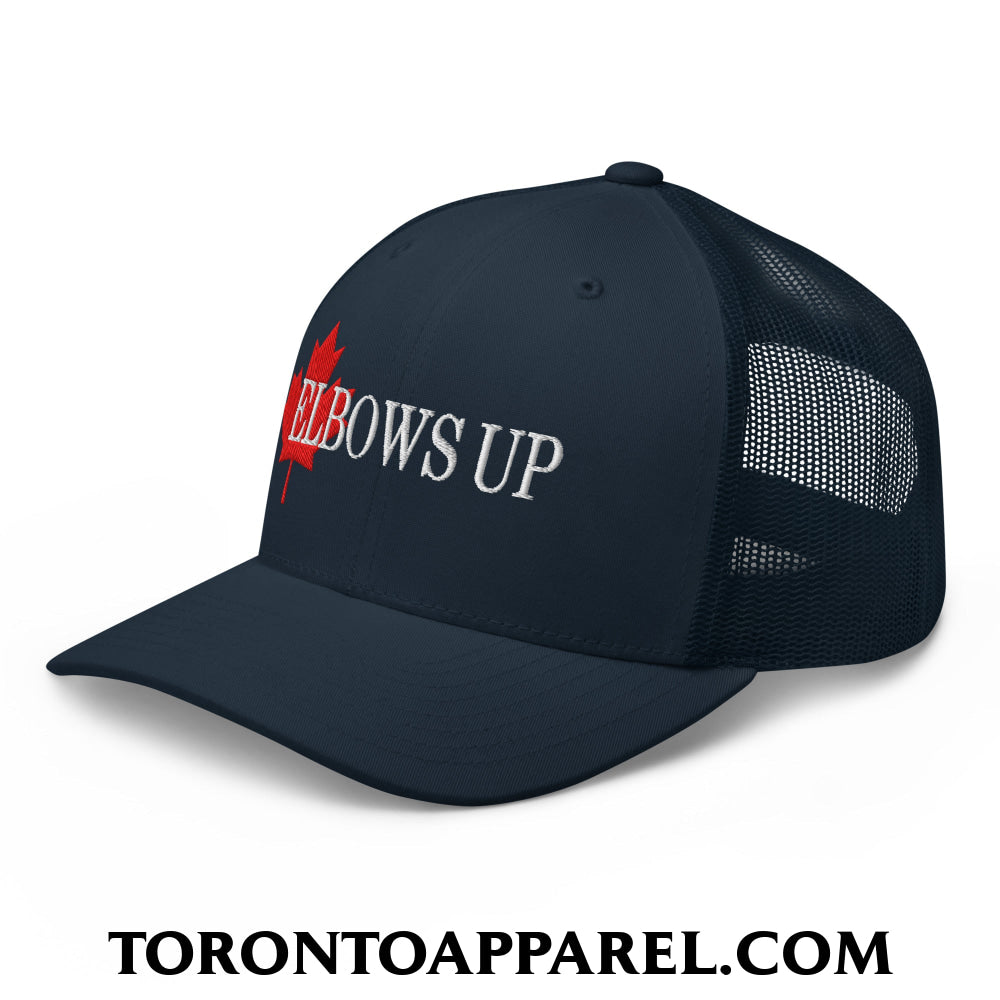 Elbows Up Fight for Canada Maple Leaf Embroidered Mesh Trucker Hat - Toronto Apparel