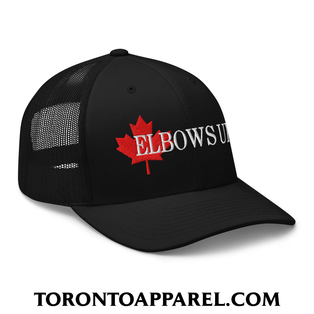 Elbows Up Fight for Canada Maple Leaf Embroidered Mesh Trucker Hat - Toronto Apparel