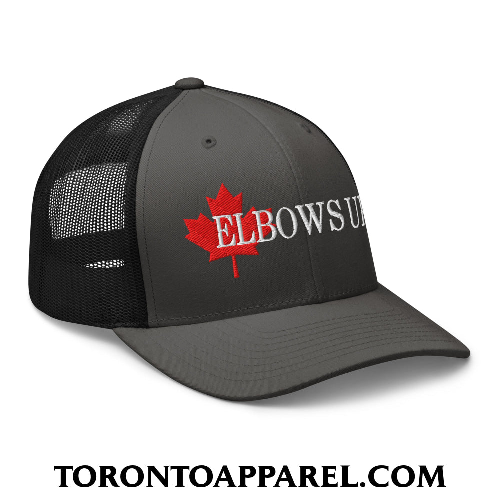 Elbows Up Fight for Canada Maple Leaf Embroidered Mesh Trucker Hat - Toronto Apparel