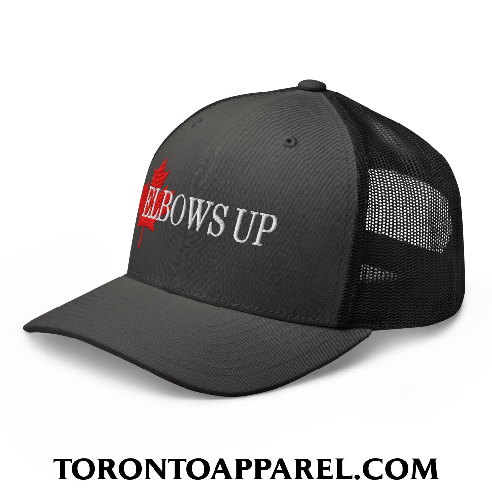 Elbows Up Fight for Canada Maple Leaf Embroidered Mesh Trucker Hat - Toronto Apparel