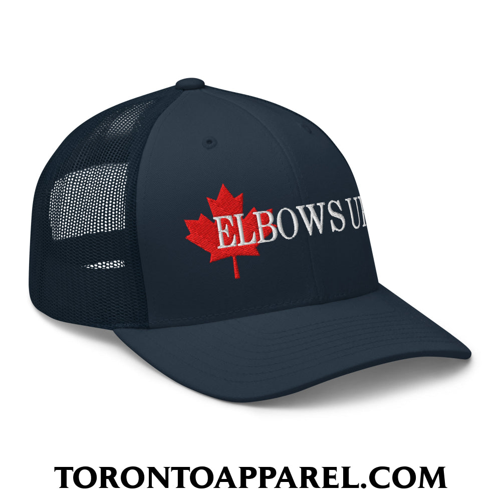 Elbows Up Fight for Canada Maple Leaf Embroidered Mesh Trucker Hat - Toronto Apparel