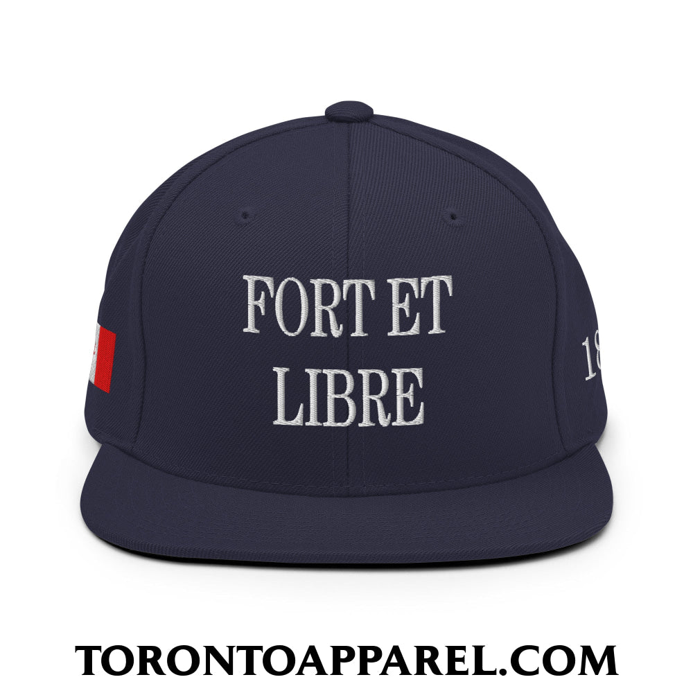 Fort et Libre Canada Strong and Free 1867 Flag Embroidered Flat Brim Bill Snapback Hat - Toronto Apparel