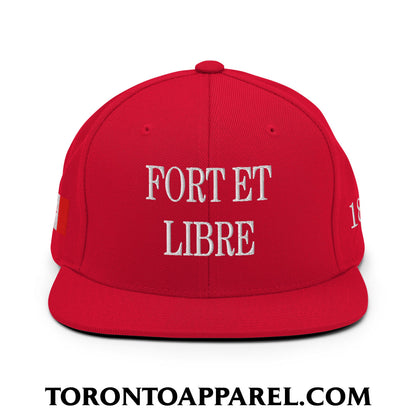 Fort et Libre Canada Strong and Free 1867 Flag Embroidered Flat Brim Bill Snapback Hat - Toronto Apparel