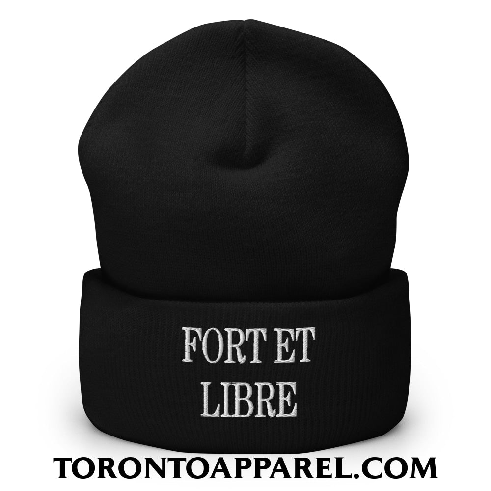 Fort et Libre Canada Strong and Free Embroidered Cuffed Knit Beanie - Black - Toronto Apparel