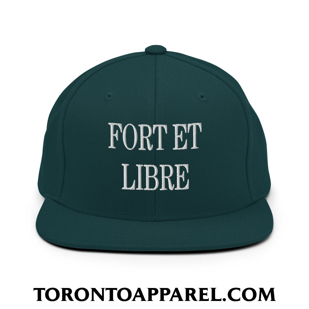Fort et Libre Canada Strong and Free Embroidered Flat Brim Bill Snapback Hat - Spruce - Toronto Apparel