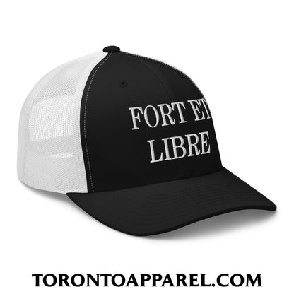 Fort et Libre Canada Strong and Free Embroidered Retro Mesh Trucker Hat - Toronto Apparel