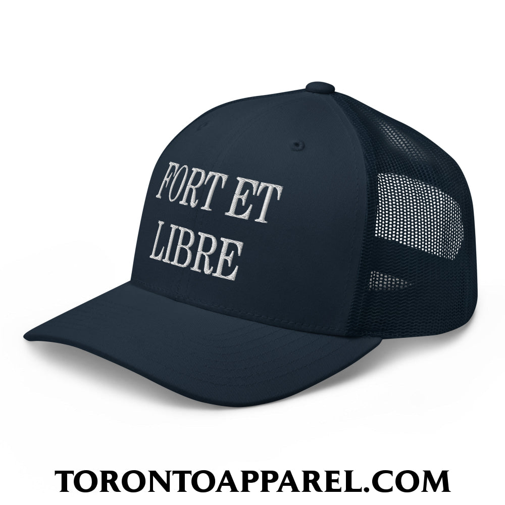 Fort et Libre Canada Strong and Free Embroidered Retro Mesh Trucker Hat - Toronto Apparel