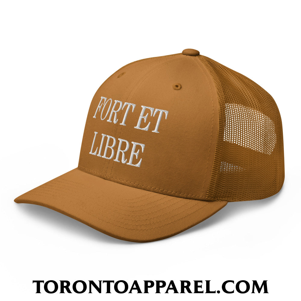 Fort et Libre Canada Strong and Free Embroidered Retro Mesh Trucker Hat - Toronto Apparel