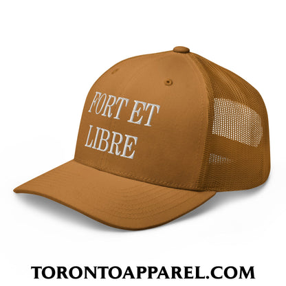 Fort et Libre Canada Strong and Free Embroidered Retro Mesh Trucker Hat - Toronto Apparel