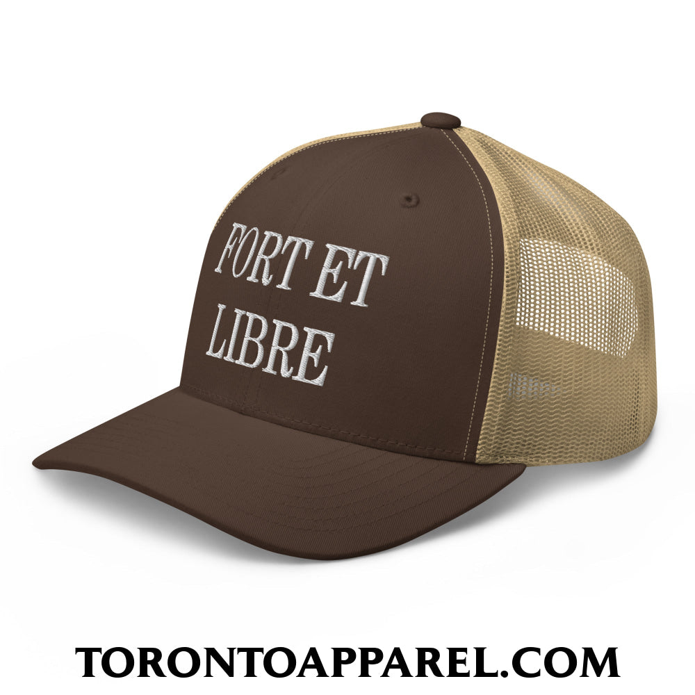 Fort et Libre Canada Strong and Free Embroidered Retro Mesh Trucker Hat - Toronto Apparel