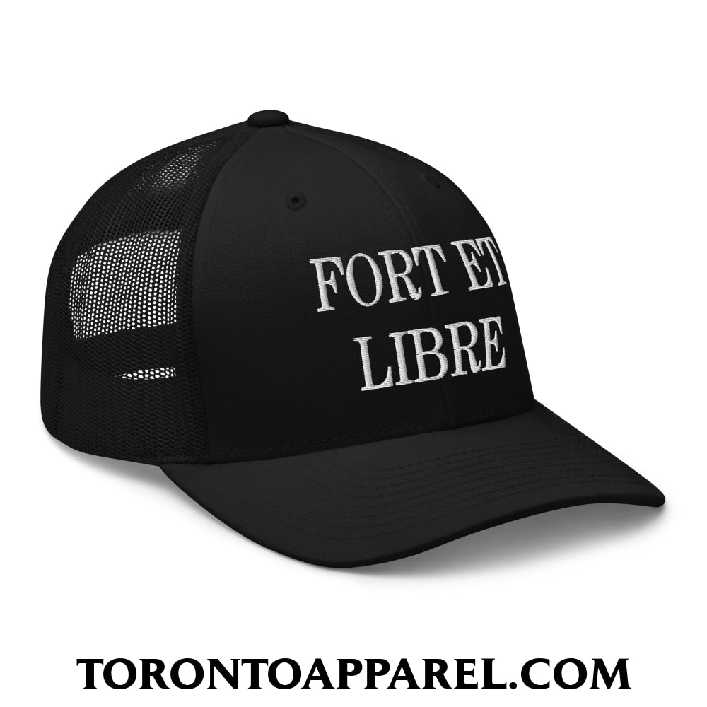 Fort et Libre Canada Strong and Free Embroidered Retro Mesh Trucker Hat - Toronto Apparel
