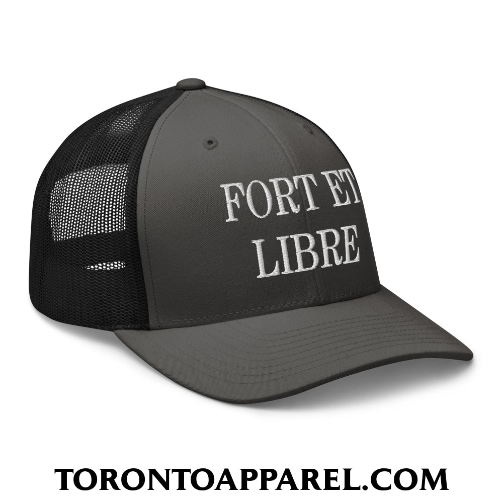 Fort et Libre Canada Strong and Free Embroidered Retro Mesh Trucker Hat - Toronto Apparel