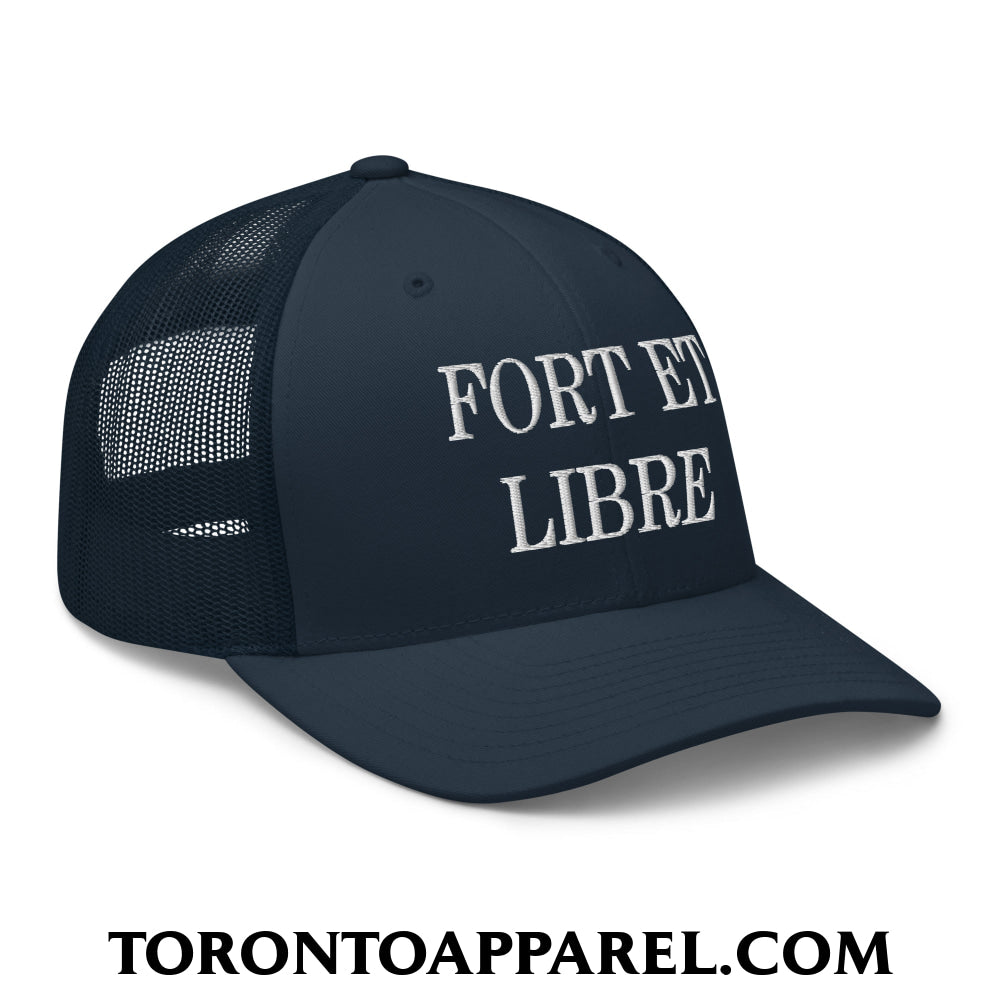 Fort et Libre Canada Strong and Free Embroidered Retro Mesh Trucker Hat - Toronto Apparel