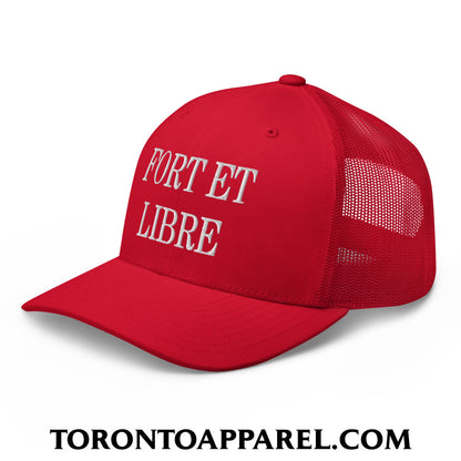 Fort et Libre Canada Strong and Free Embroidered Retro Mesh Trucker Hat - Toronto Apparel