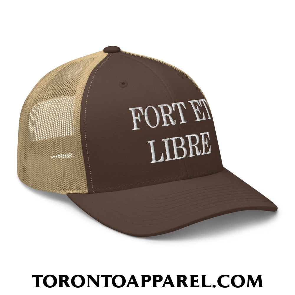 Fort et Libre Canada Strong and Free Embroidered Retro Mesh Trucker Hat - Toronto Apparel