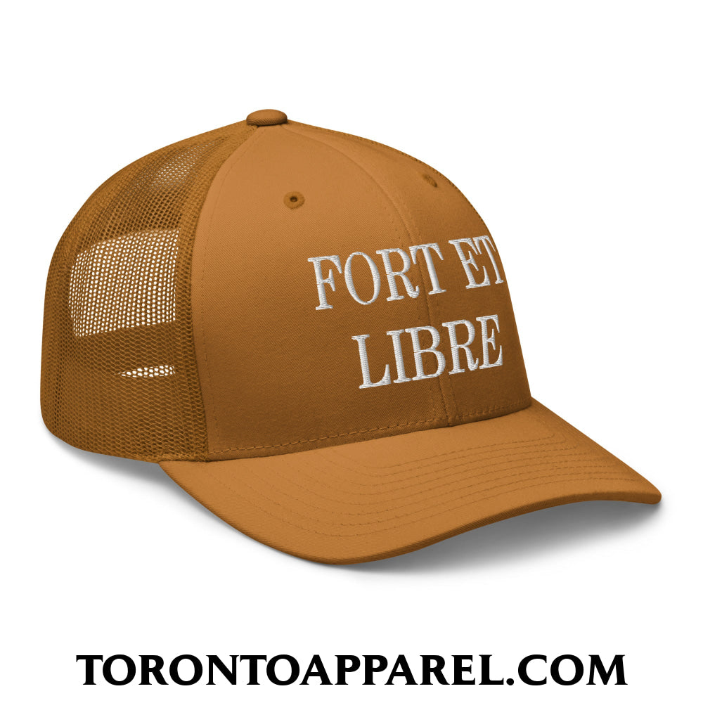 Fort et Libre Canada Strong and Free Embroidered Retro Mesh Trucker Hat - Toronto Apparel