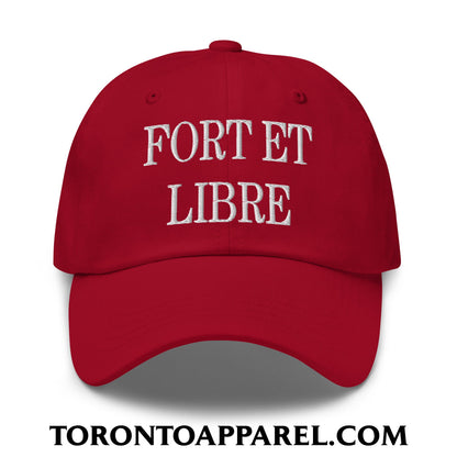 Fort et Libre Canada Strong and Free Embroidered Unstructured Dad Hat - Cranberry - Toronto Apparel
