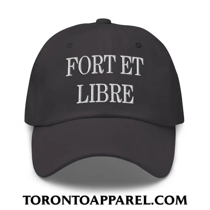Fort et Libre Canada Strong and Free Embroidered Unstructured Dad Hat - Dark Grey - Toronto Apparel