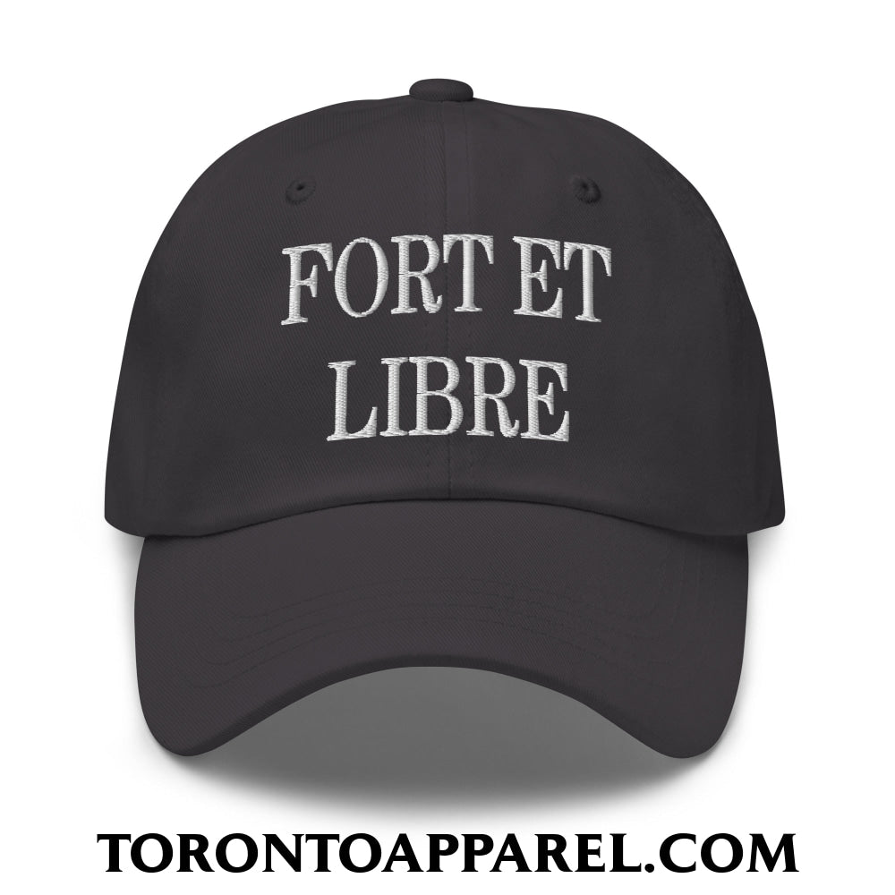 Fort et Libre Canada Strong and Free Embroidered Unstructured Dad Hat - Dark Grey - Toronto Apparel