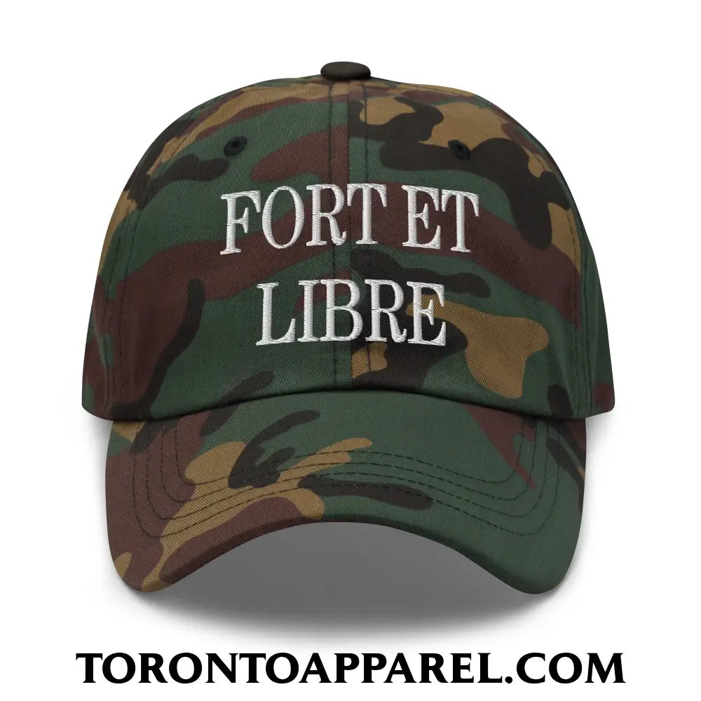 Fort et Libre Canada Strong and Free Embroidered Unstructured Dad Hat - Green Camo - Toronto Apparel