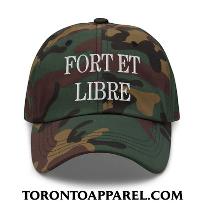 Fort et Libre Canada Strong and Free Embroidered Unstructured Dad Hat - Green Camo - Toronto Apparel