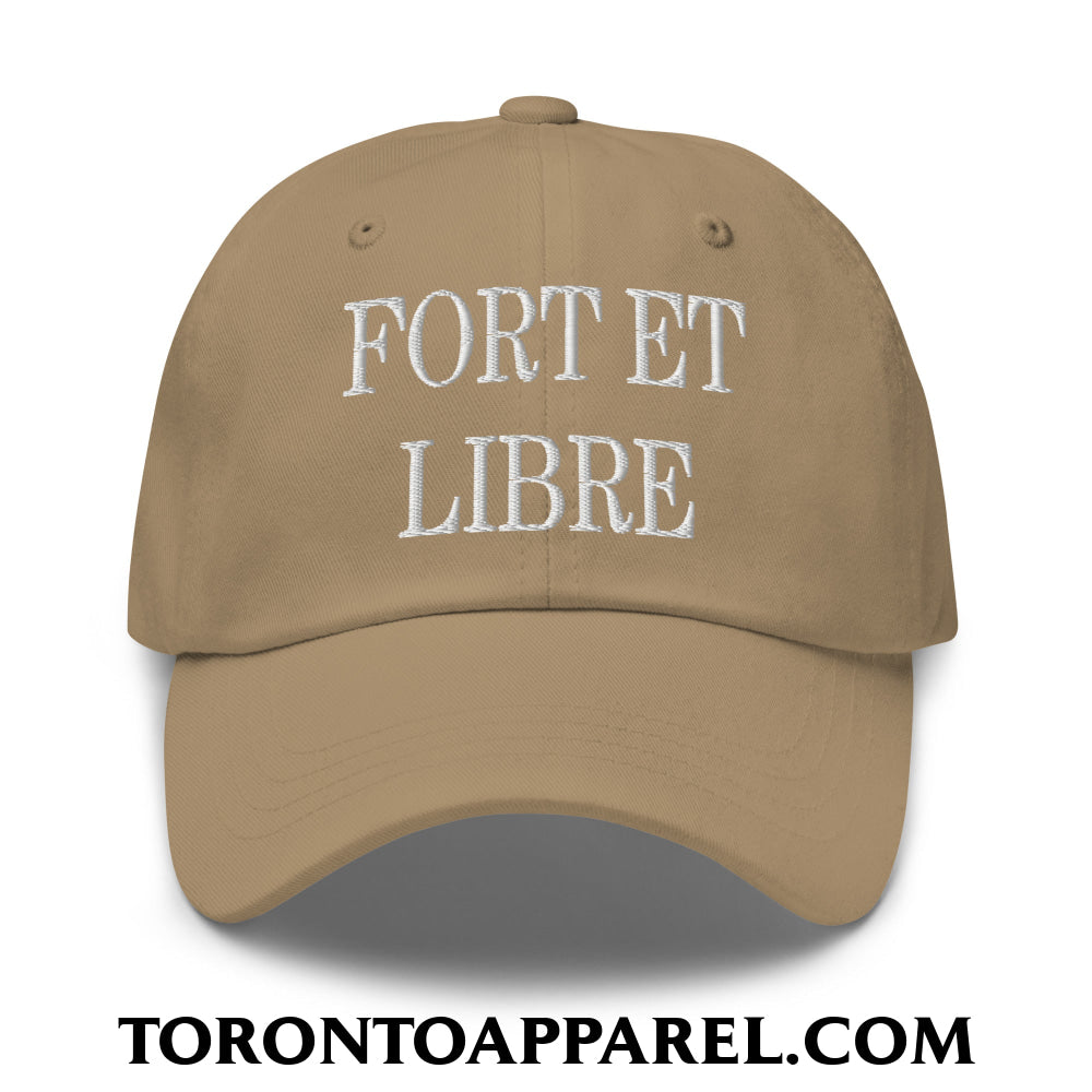 Fort et Libre Canada Strong and Free Embroidered Unstructured Dad Hat - Khaki - Toronto Apparel