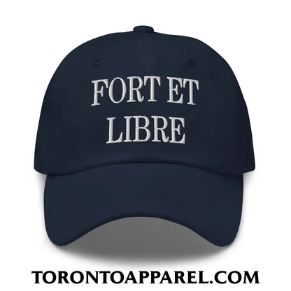 Fort et Libre Canada Strong and Free Embroidered Unstructured Dad Hat - Navy - Toronto Apparel