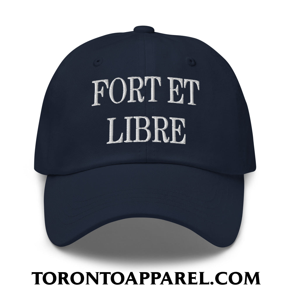 Fort et Libre Canada Strong and Free Embroidered Unstructured Dad Hat - Navy - Toronto Apparel