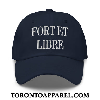 Fort et Libre Canada Strong and Free Embroidered Unstructured Dad Hat - Navy - Toronto Apparel