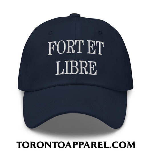 Fort et Libre Canada Strong and Free Embroidered Unstructured Dad Hat - Navy - Toronto Apparel