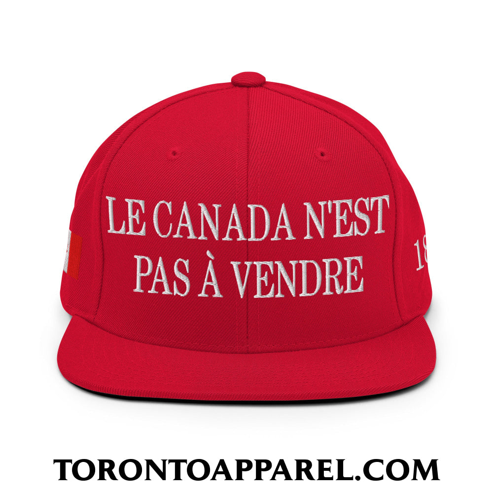 Le Canada N’est Pas À Vendre 1867 Flag Embroidered Flat Brim Bill Snapback Hat - Toronto Apparel