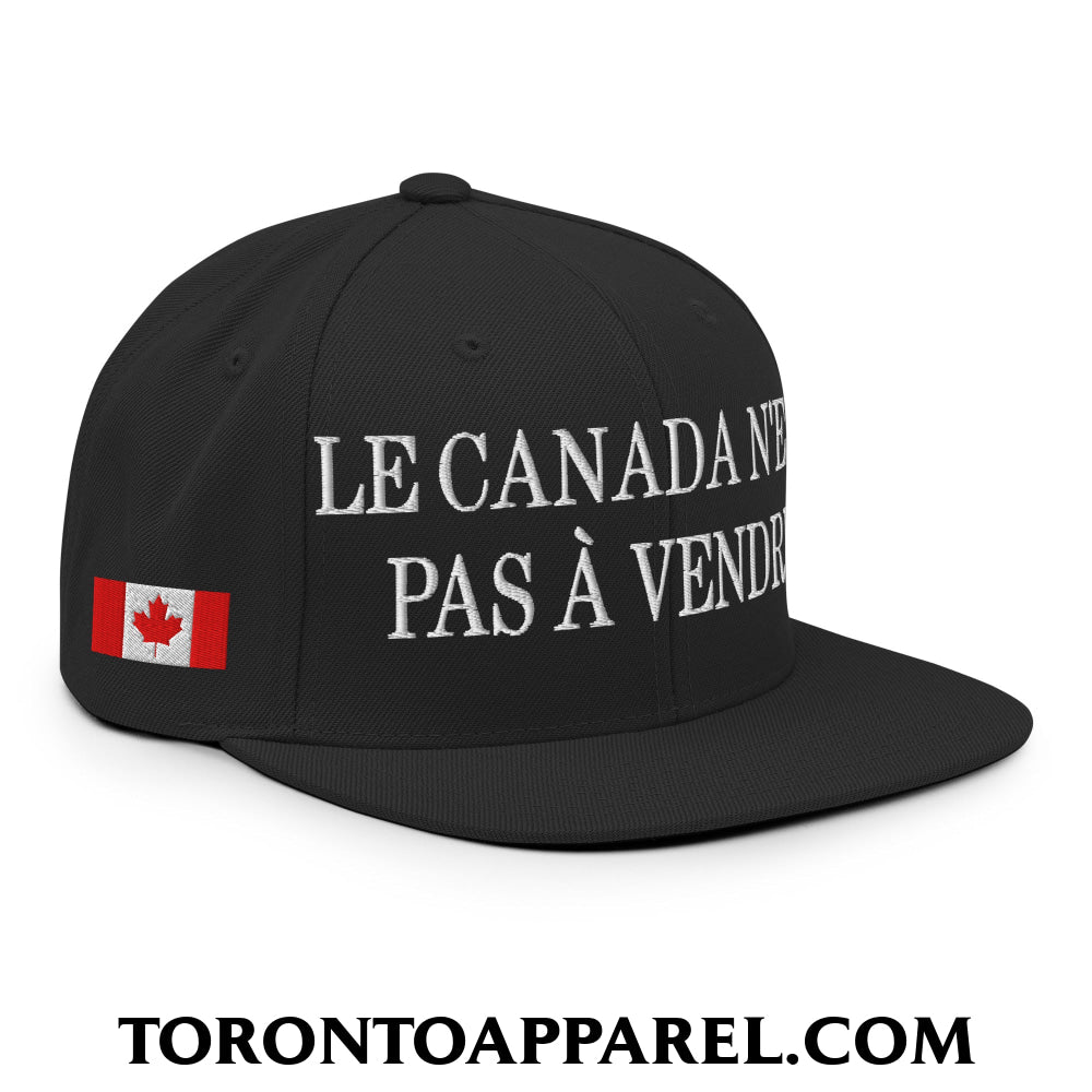 Le Canada N’est Pas À Vendre 1867 Flag Embroidered Flat Brim Bill Snapback Hat - Black - Toronto Apparel