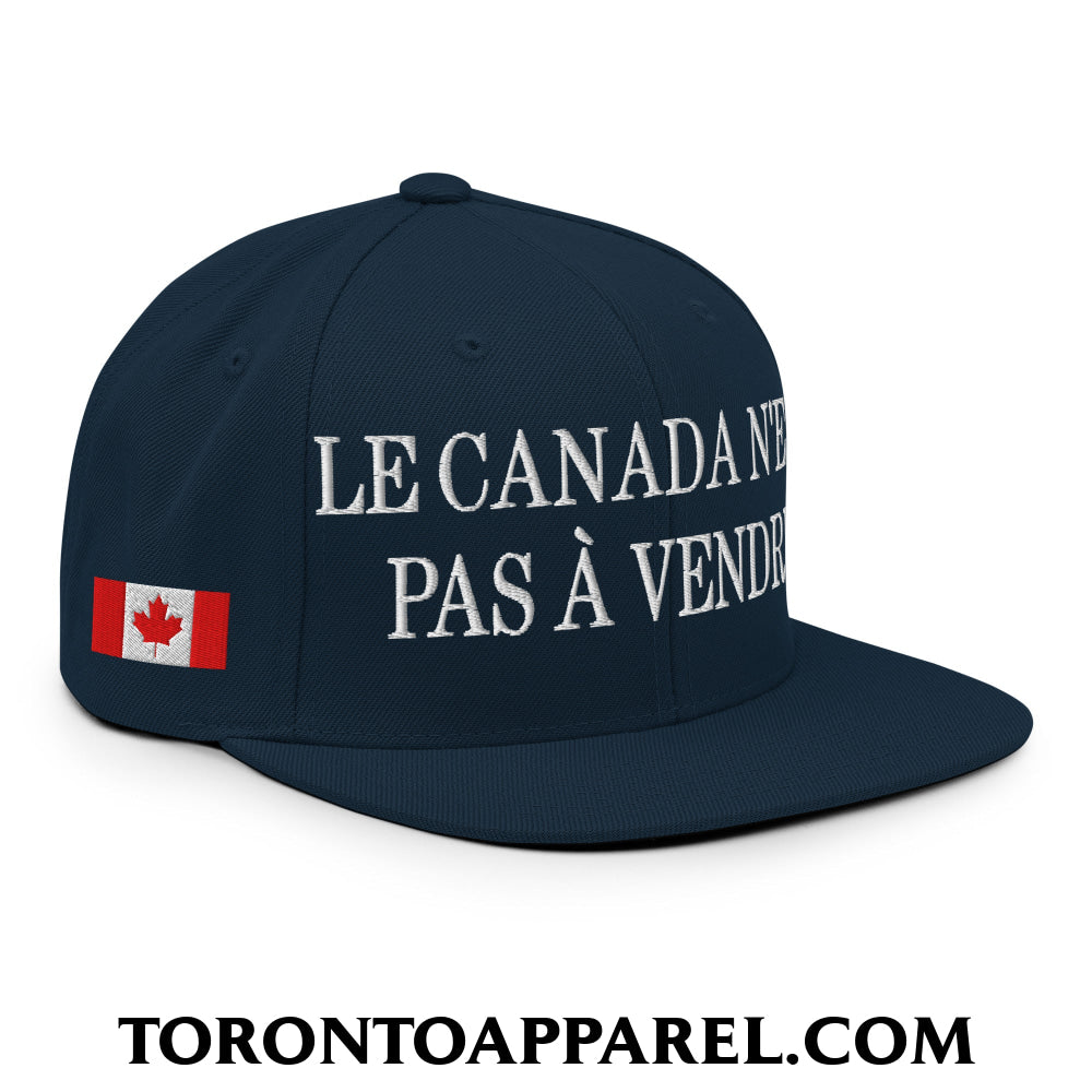 Le Canada N’est Pas À Vendre 1867 Flag Embroidered Flat Brim Bill Snapback Hat - Dark Navy - Toronto Apparel