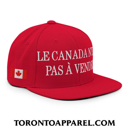Le Canada N’est Pas À Vendre 1867 Flag Embroidered Flat Brim Bill Snapback Hat - Red - Toronto Apparel
