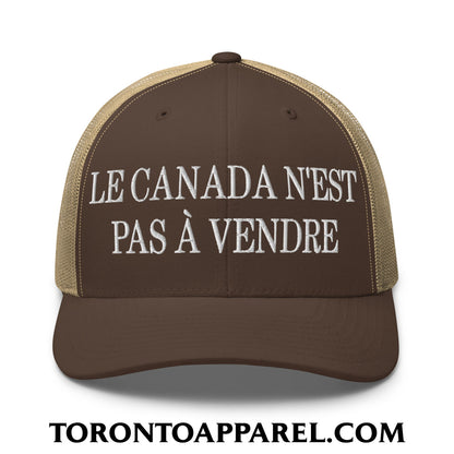 Le Canada N’est Pas À Vendre Embroidered Mesh Trucker Hat - Brown/ Khaki - Toronto Apparel