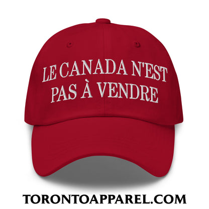 Le Canada N’est Pas À Vendre Embroidered Unstructured Dad Hat - Cranberry - Toronto Apparel