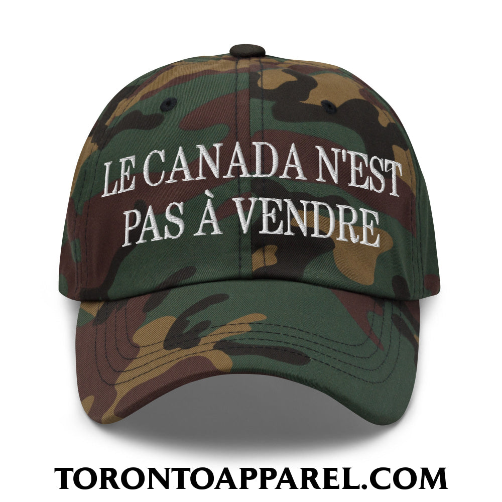 Le Canada N’est Pas À Vendre Embroidered Unstructured Dad Hat - Green Camo - Toronto Apparel