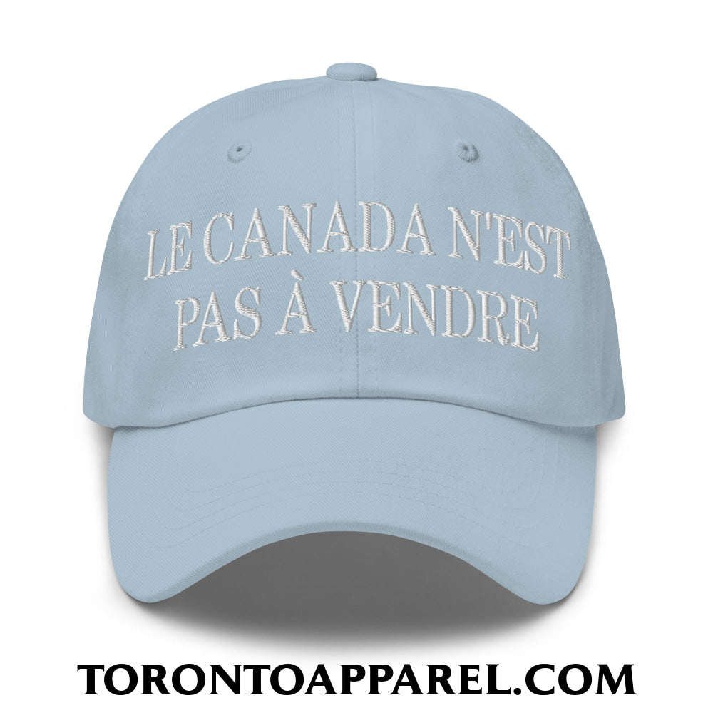 Le Canada N’est Pas À Vendre Embroidered Unstructured Dad Hat - Light Blue - Toronto Apparel