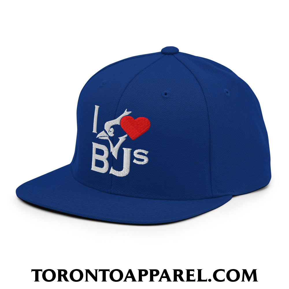 I Love BJs Embroidered Flat Bill Brim Snapback Hat - Toronto Apparel