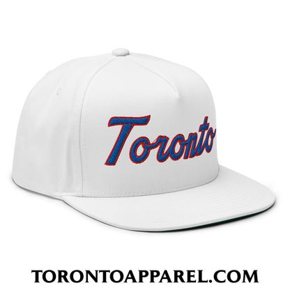 Toronto Baseball Classic Sports Script Embroidered Flat Brim Bill 5 Panel Snapback Hat - Toronto Apparel